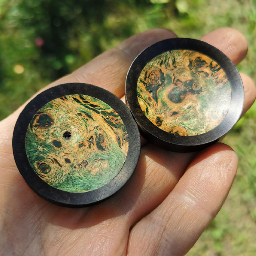 Ebony And Green Stabilized Wood Inlay Plugs