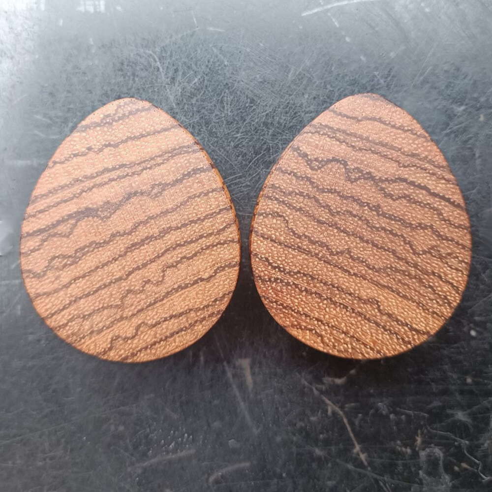 Zebra Wood Teardrop Plugs