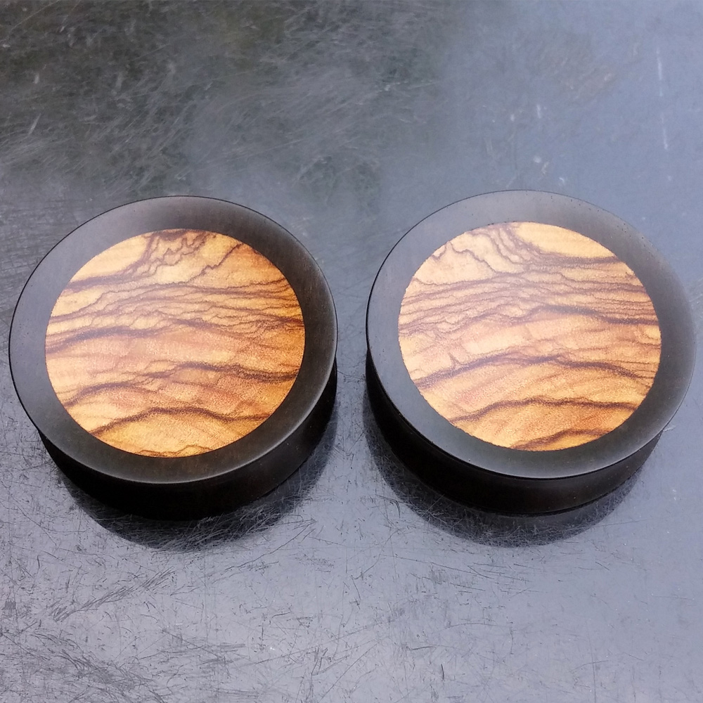 Ebony And Olive Wood Inlay Plugs